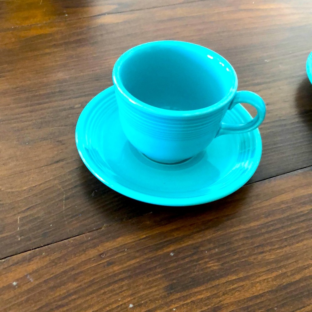 Fiesta Ware Teal cup and saucer like new no chips or blemishes Fast ship in FLA
